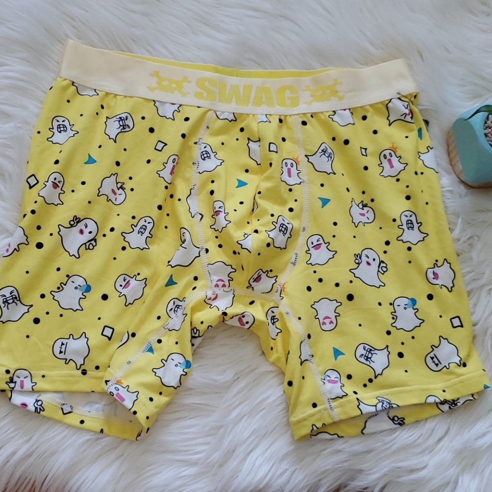 Snapchat X Swag Ghost Yellow White Logo Boxers